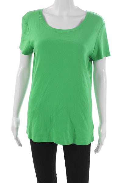 Lilly Pulitzer Womens T-Shirt Scoop Neck Green Cotton Short Sleeve Size L