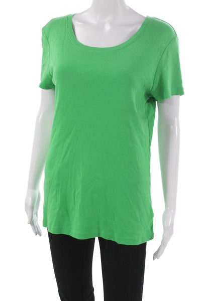 Lilly Pulitzer Womens T-Shirt Scoop Neck Green Cotton Short Sleeve Size L