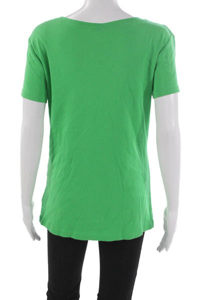 Lilly Pulitzer Womens T-Shirt Scoop Neck Green Cotton Short Sleeve Size L