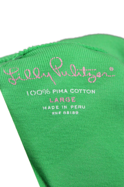 Lilly Pulitzer Womens T-Shirt Scoop Neck Green Cotton Short Sleeve Size L