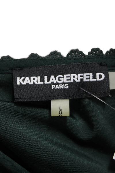 Karl Lagerfeld Women Tunic Green Polyester Round Neck Short Sleeve Size L
