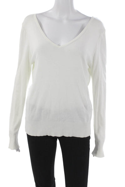Ralph Lauren Womens Pullover V-Neck Sweater White 100% Cotton Size XL