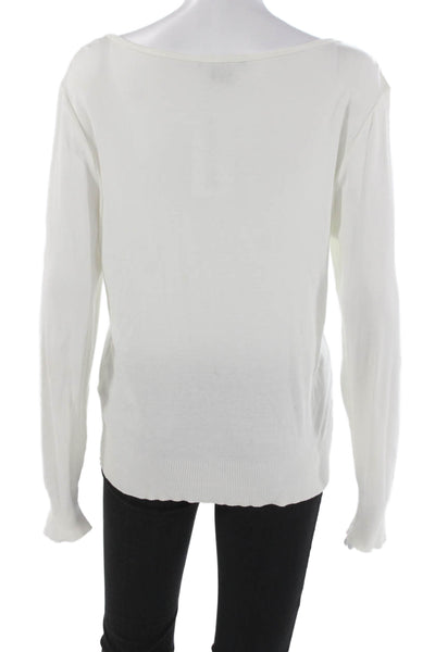 Ralph Lauren Womens Pullover V-Neck Sweater White 100% Cotton Size XL