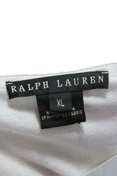 Ralph Lauren Womens Pullover V-Neck Sweater White 100% Cotton Size XL