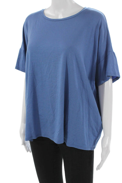 Eileen Fisher Women Basic T-Shirt Short Sleeve Round Neck Tencel Blue Size M