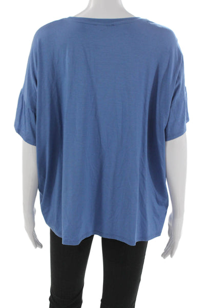 Eileen Fisher Women Basic T-Shirt Short Sleeve Round Neck Tencel Blue Size M