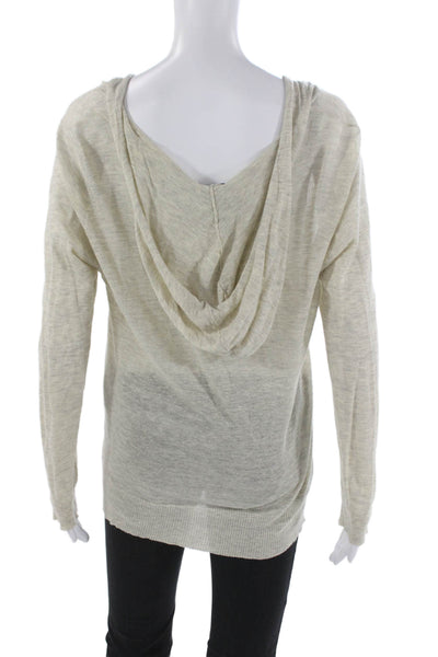 Eileen Fisher Womens Beige Cotton V-Neck Cardigan Long Sleeve Size L