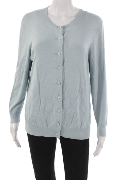 Eileen Fisher Womens Beige Cotton V-Neck Cardigan Long Sleeve Size L