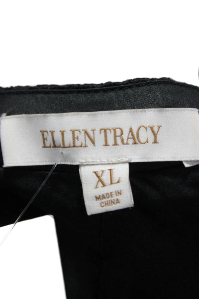 Ellen Tracy Womens Black Merino Wool V Neck Cardigan 3/4 Sleeve Size XL
