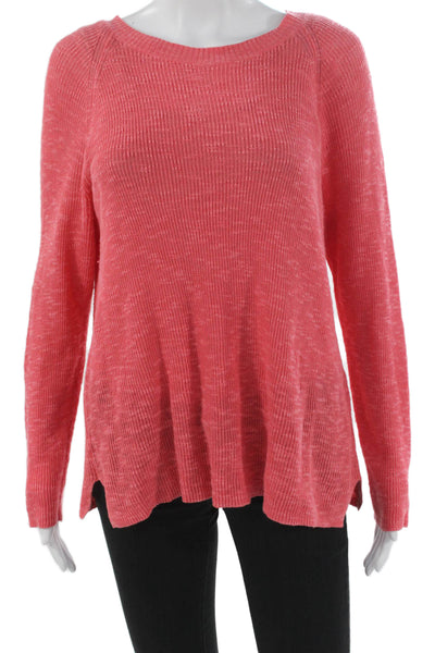 Eileen Fisher Womens Pink Organic Linen Boat Neck Pullover Sweater Size L