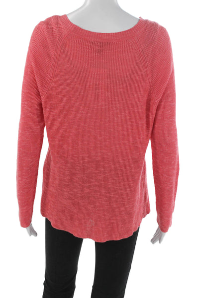 Eileen Fisher Womens Pink Organic Linen Boat Neck Pullover Sweater Size L