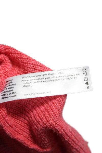 Eileen Fisher Womens Pink Organic Linen Boat Neck Pullover Sweater Size L