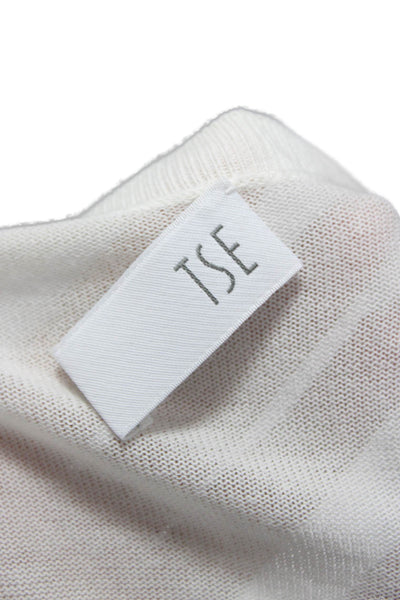 Tse Womens Cardigan White V-Neck Long Sleeve Cotton Size XL