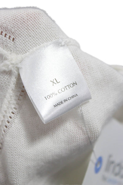 Tse Womens Cardigan White V-Neck Long Sleeve Cotton Size XL