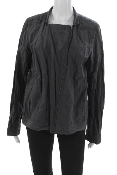 Eileen Fisher Womens Basic Jacket Gray Zip Long Sleeve Size L