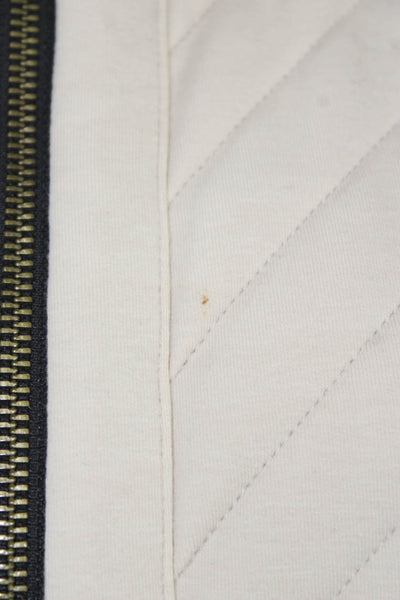 Neiman Marcus Womens Quilted Cotton Blend Zip Jacket Beige Long Sleeve Size XL