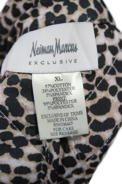 Neiman Marcus Womens Quilted Cotton Blend Zip Jacket Beige Long Sleeve Size XL