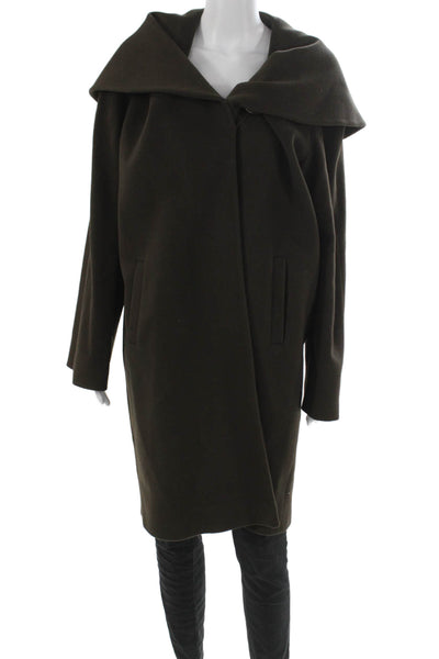 Fleurette Womens Lambswool Brown Overcoat Long Sleeve Size 8