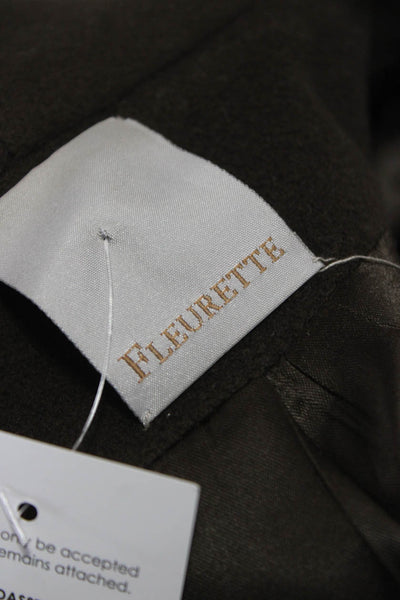 Fleurette Womens Lambswool Brown Overcoat Long Sleeve Size 8