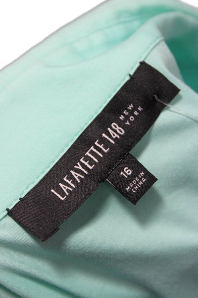 Lafayette 148 New York Womens Green Collared Button-Up Tunic 3/4 Sleeve Size 16