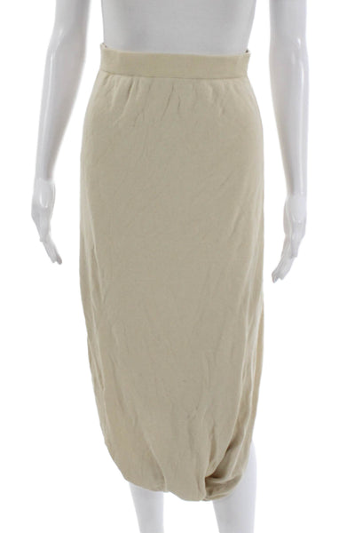 Zara Women Tulip Midi Skirt Beige Viscose Size S