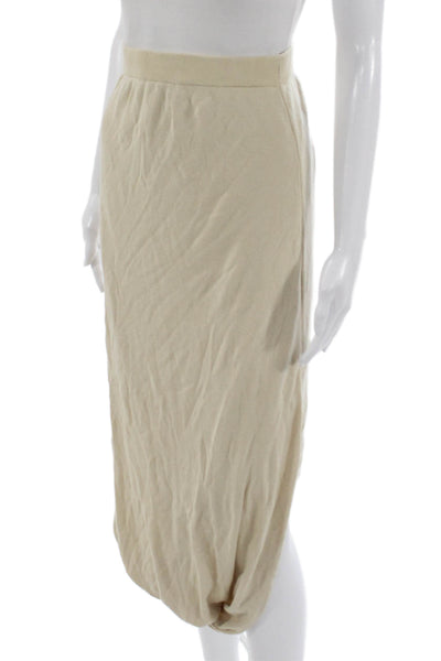 Zara Women Tulip Midi Skirt Beige Viscose Size S