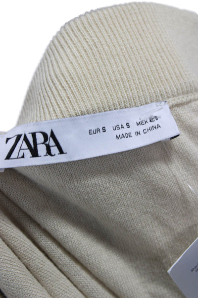 Zara Women Tulip Midi Skirt Beige Viscose Size S
