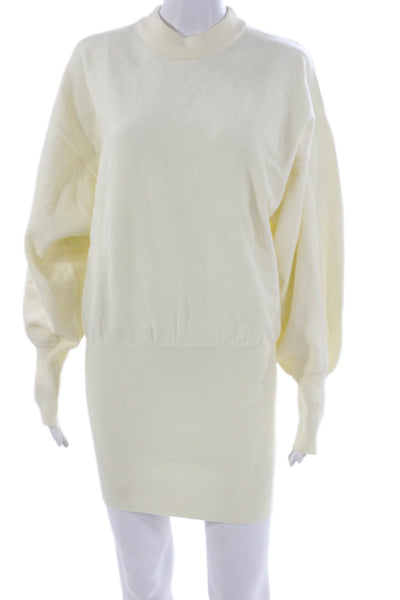 De Rococo Womens Sweater Dress Yellow Mock Neck Long Sleeve Acrylic Size XS