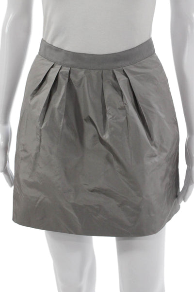 J Crew Women Pleated Silk Skirt Gray Short Zip Size 00