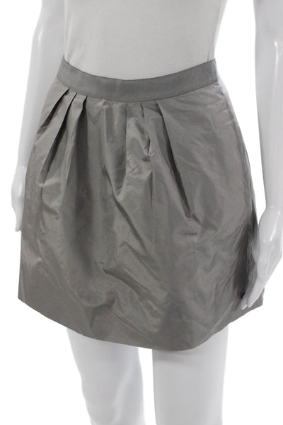 J Crew Women Pleated Silk Skirt Gray Short Zip Size 00