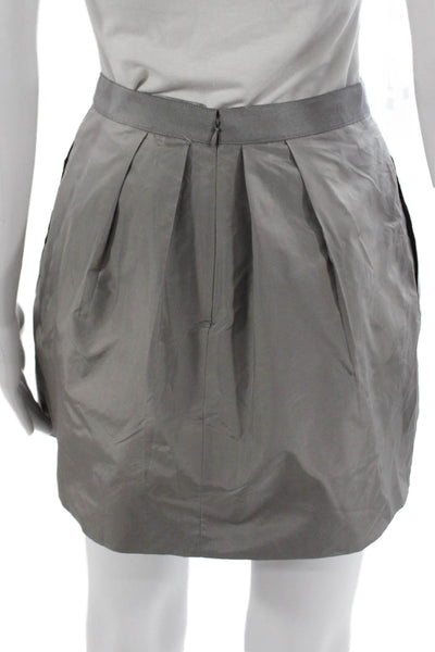 J Crew Women Pleated Silk Skirt Gray Short Zip Size 00
