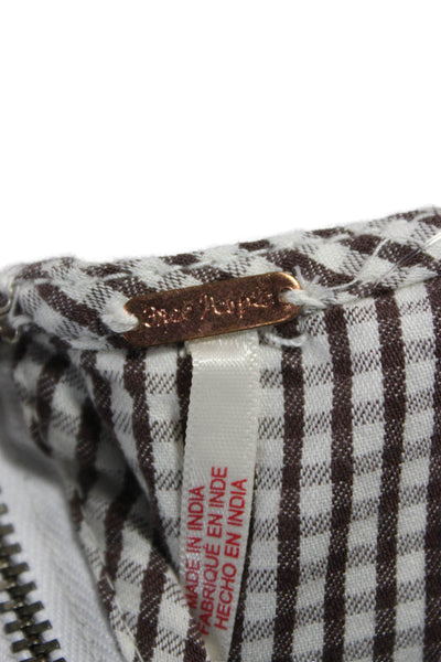 Free People Women Shift Dress Brown Gingham Sleeveless Petite Size S