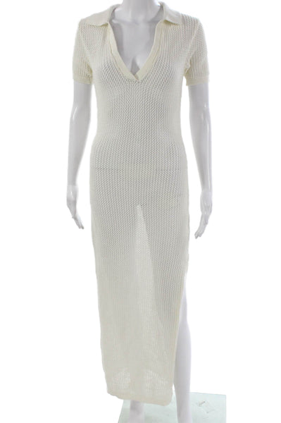 L Space Womens Maxi Dress White Collared Short Sleeve Size S