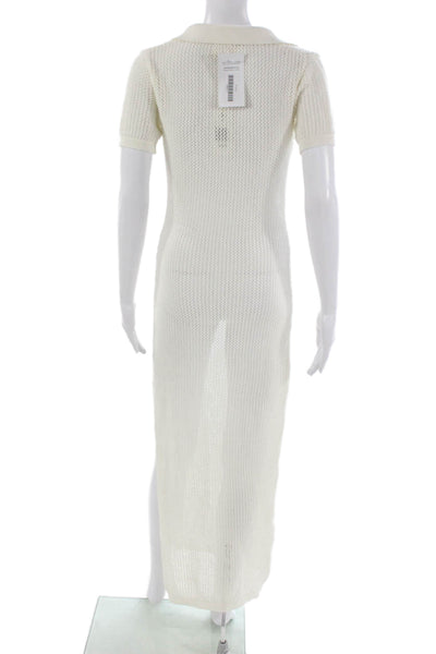 L Space Womens Maxi Dress White Collared Short Sleeve Size S