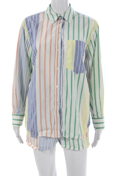 Rails Women Multicolor Striped Collared Button Up Long Sleeve Pajama Set Size S
