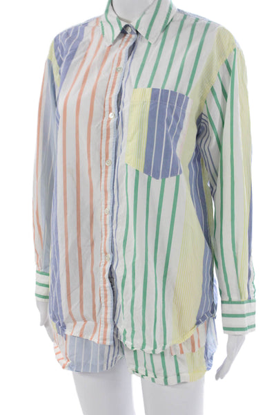 Rails Women Multicolor Striped Collared Button Up Long Sleeve Pajama Set Size S
