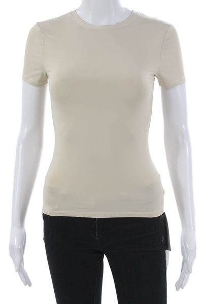 Devon Windsor Womens Beige Basic T Shirt Crew Neck Short Sleeve Size S