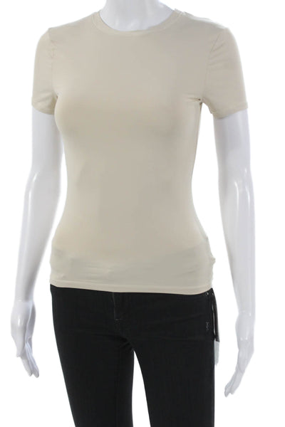 Devon Windsor Womens Beige Basic T Shirt Crew Neck Short Sleeve Size S