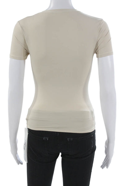 Devon Windsor Womens Beige Basic T Shirt Crew Neck Short Sleeve Size S