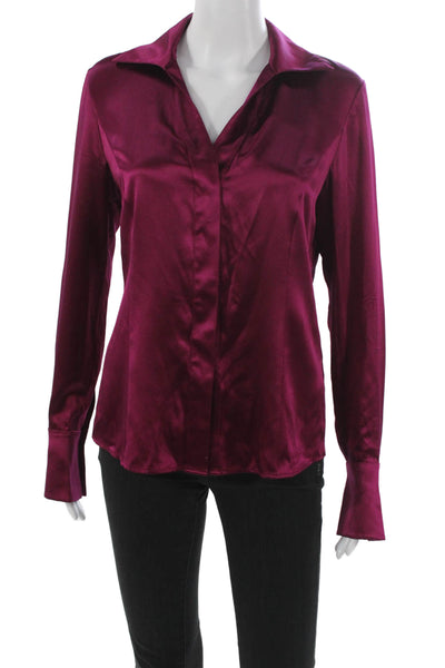 Lafayette 148 New York Womens Silk Collared Button Long Sleeve Blouse Size 2