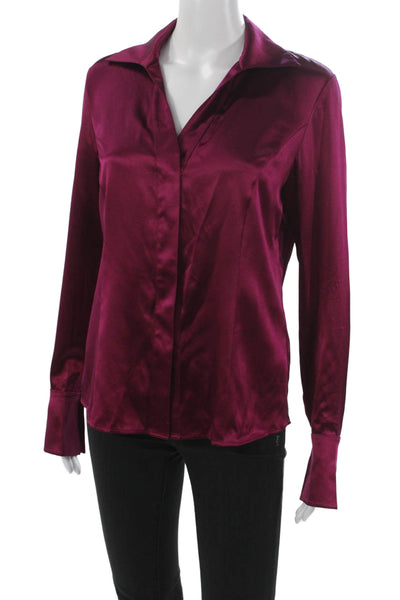 Lafayette 148 New York Womens Silk Collared Button Long Sleeve Blouse Size 2