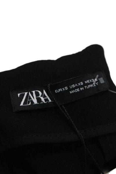 Zara Women Basic Viscose Sleeveless Tank Black Square Neck Size XS