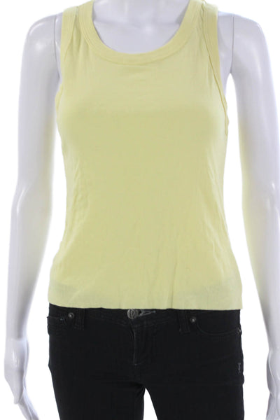 Daydreamer Womens Basic Yellow Cotton Tank Top Round Neck Size S