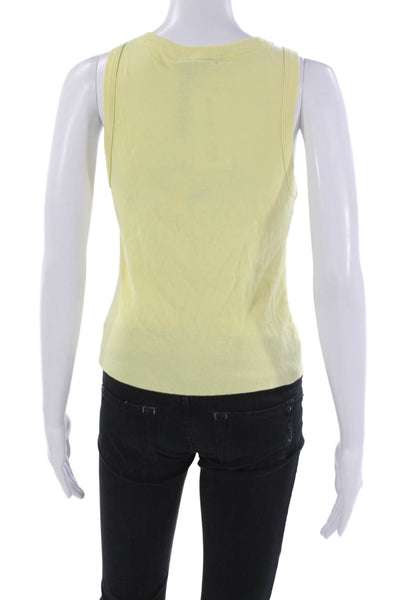 Daydreamer Womens Basic Yellow Cotton Tank Top Round Neck Size S