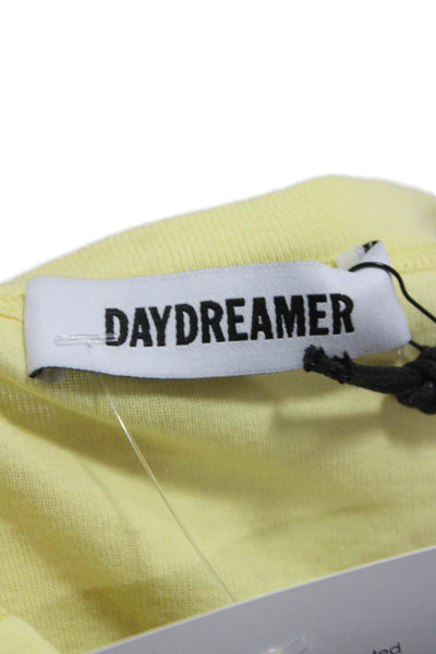 Daydreamer Womens Basic Yellow Cotton Tank Top Round Neck Size S