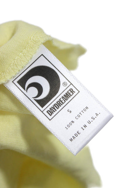 Daydreamer Womens Basic Yellow Cotton Tank Top Round Neck Size S