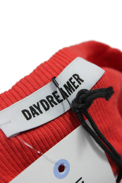 Daydreamer Women Cropped T-Shirt Red Cotton Round Neck Sleeveless Size S