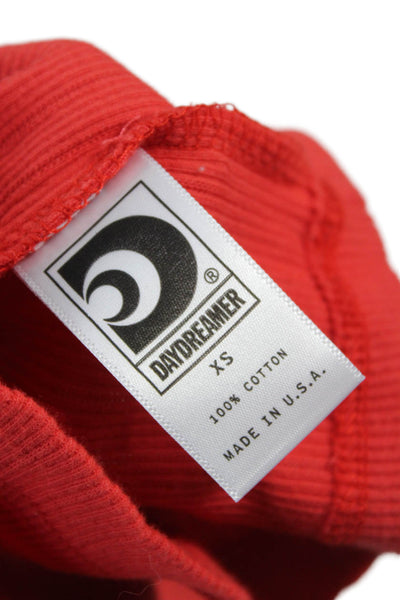 Daydreamer Women Cropped T-Shirt Red Cotton Round Neck Sleeveless Size S