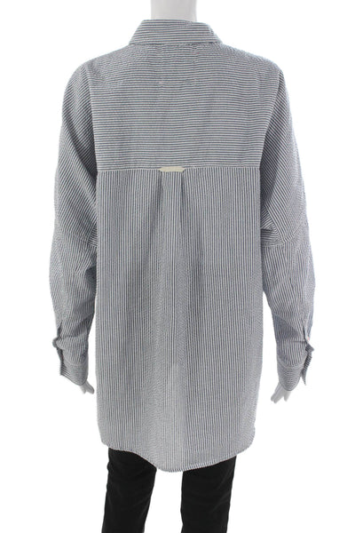 Intimately Free People Womens Blue Striped Tunic Button-Up Size S