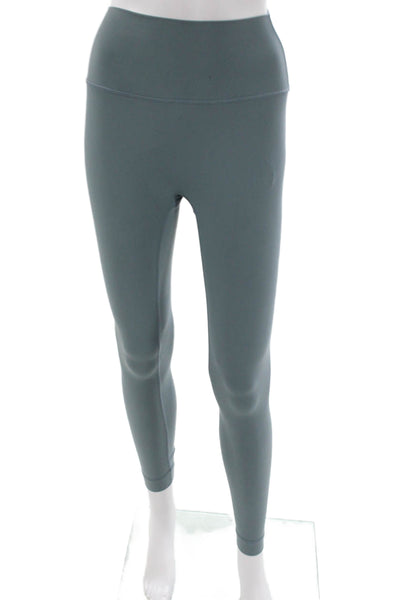 Set Womens Ankle Leggings Green Nylon Solid Pull On Size S